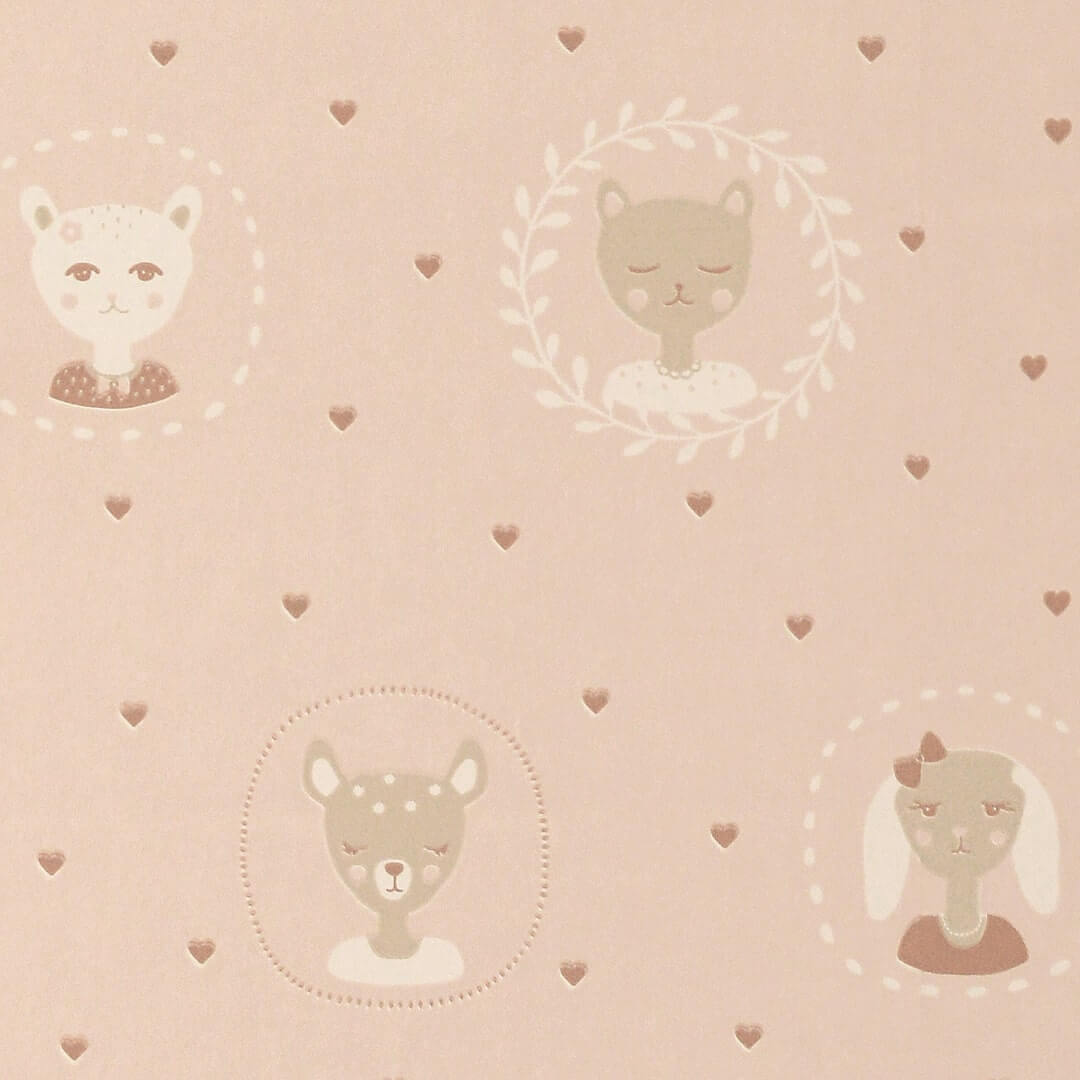 Behang – hearts dusty warm pink