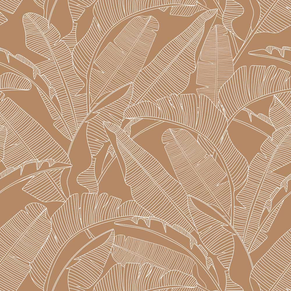 Behang – palmbladeren bruin/beige