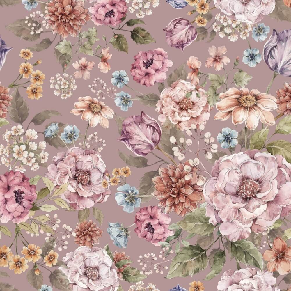 Behang – boeket bloemen lila