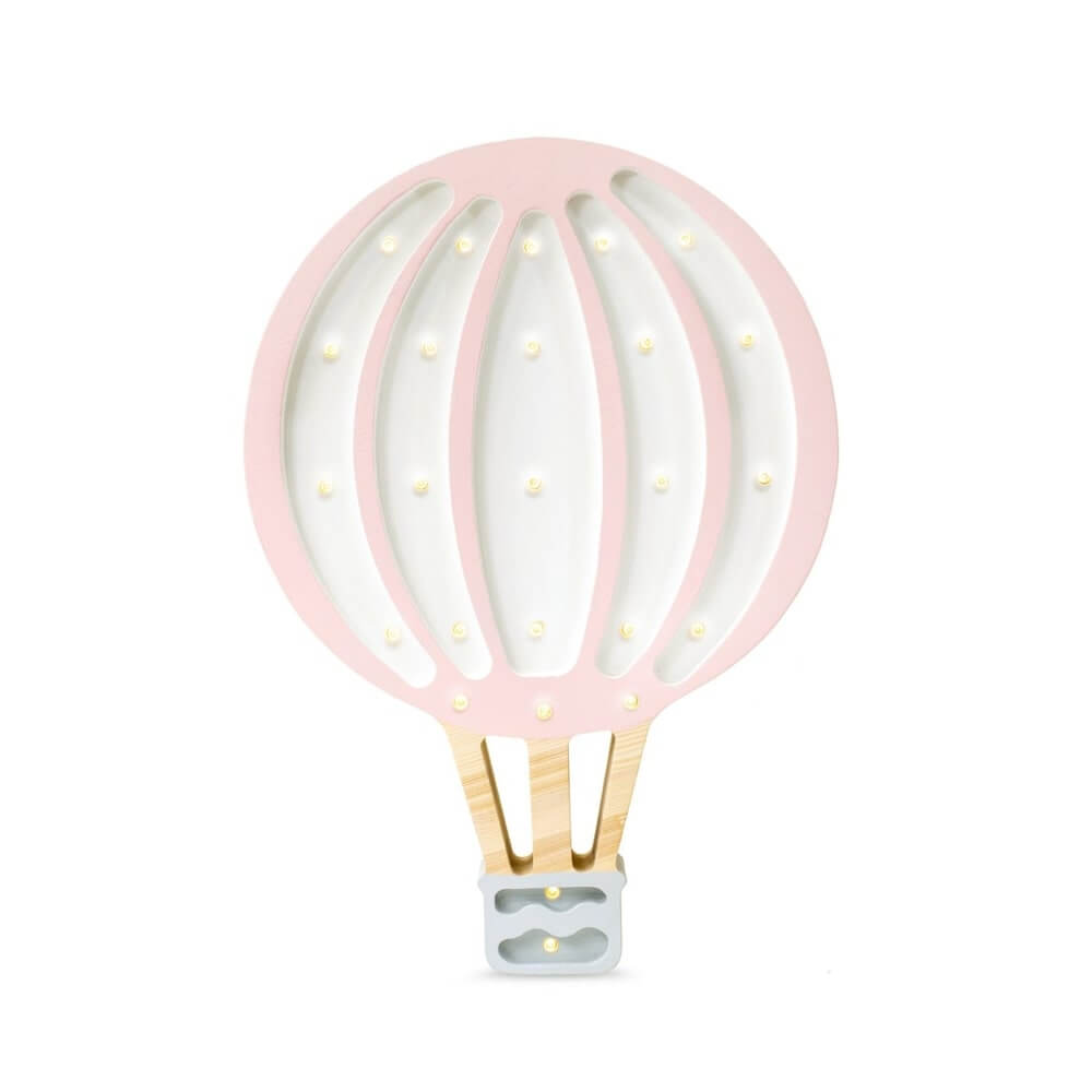 Houten led lamp. Hangemaakt en beschilderd. Perfect voor op de kinderkamer. In de vorm van een luchtballon.