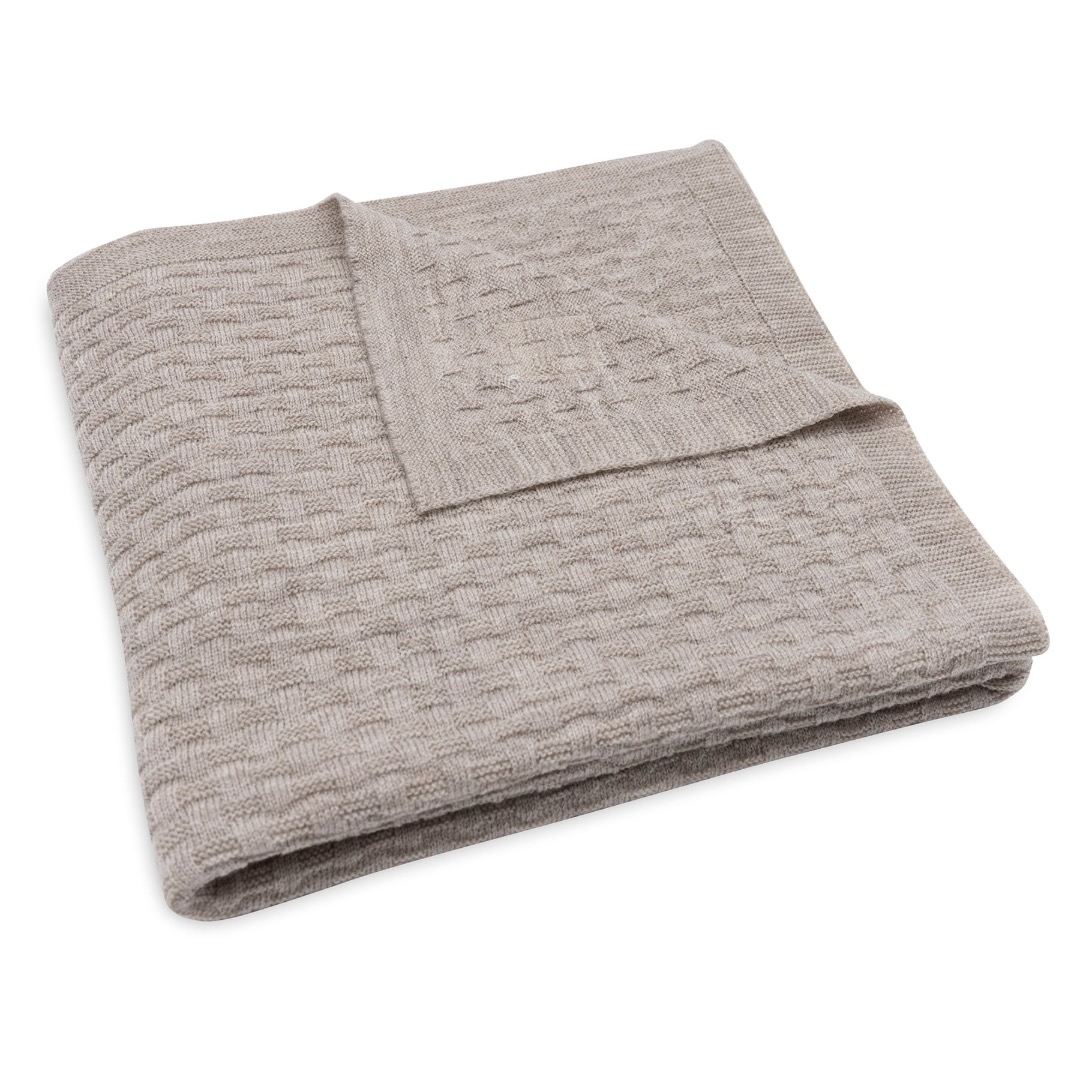 Wiegdeken weave knit merino wol funghi 75×100 – Jollein