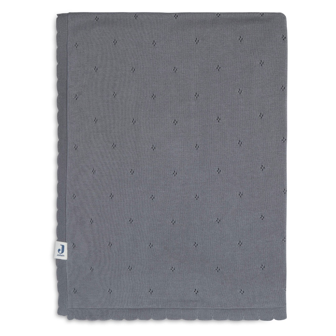 Ledikant deken pointelle storm grey gots 100×150 – Jollein