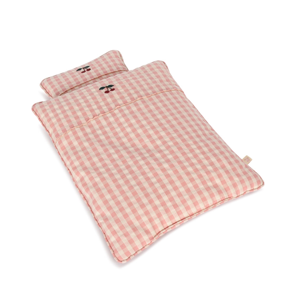 Poppen beddengoed powder pink check – Konges Slojd