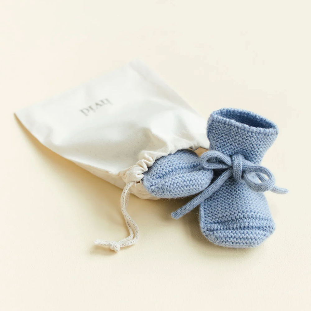 Babyslofjes merino wol light blue - Hvid