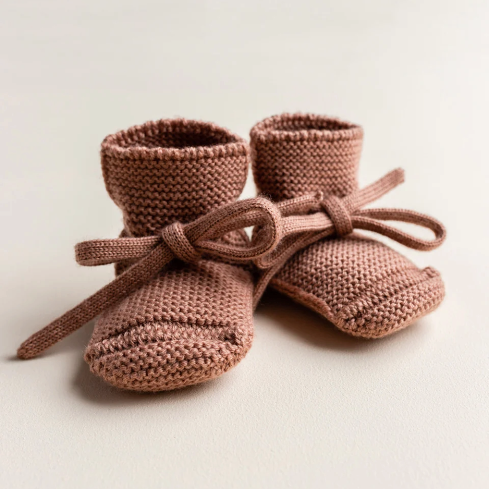 Babyslofjes merino wol terracotta – Hvid