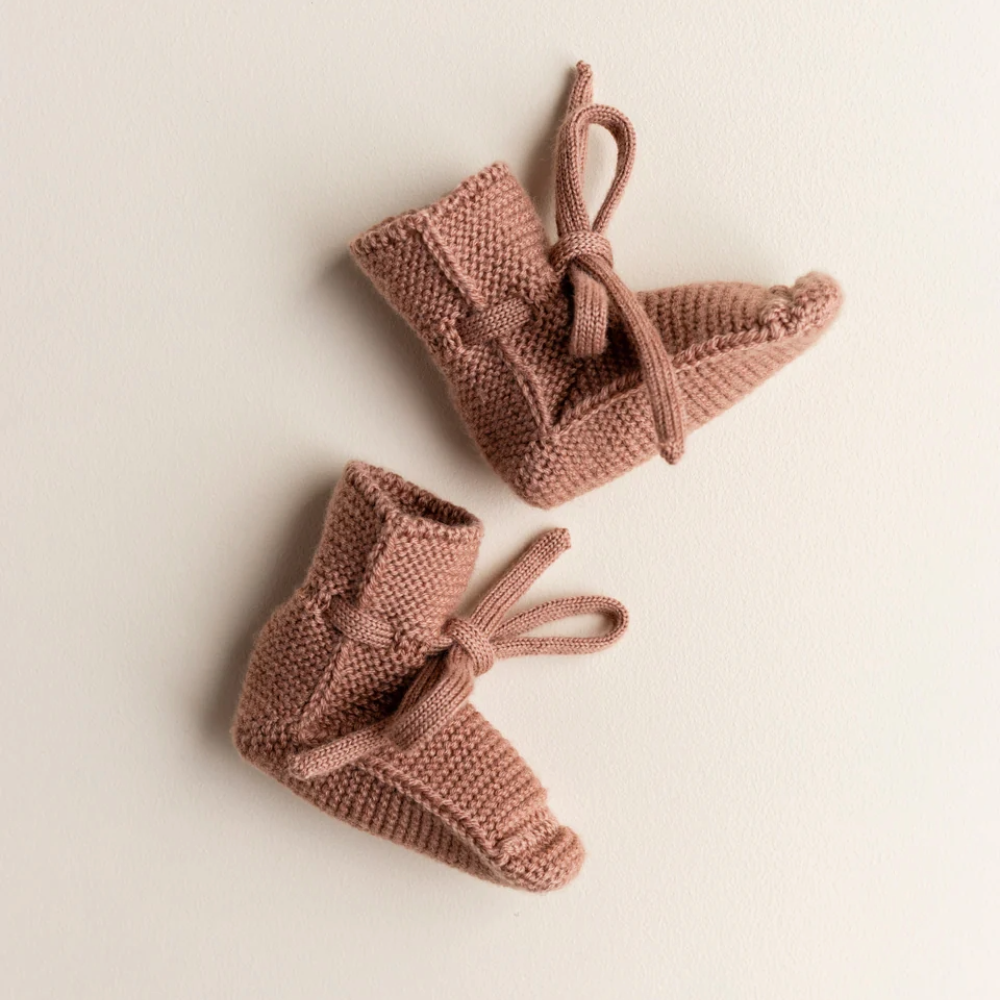 Babyslofjes merino wol terracotta - Hvid