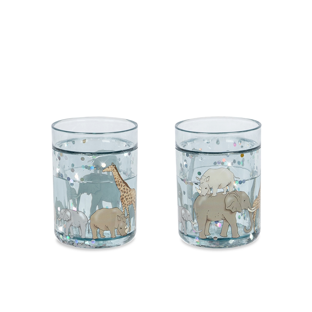 2-pack glitter drinkbekers safari – Konges Slojd