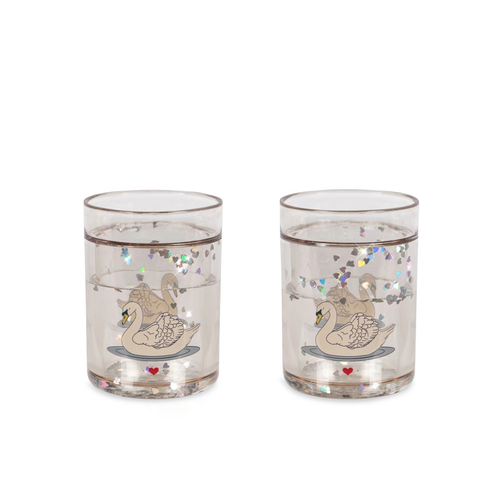 2-pack glitter drinkbekers swan off white – Konges Slojd