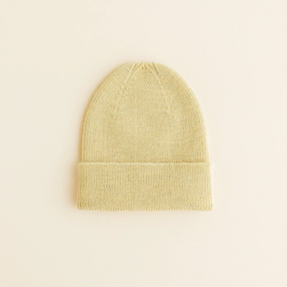 Beanie/muts Newborn Light Yellow – Hvid