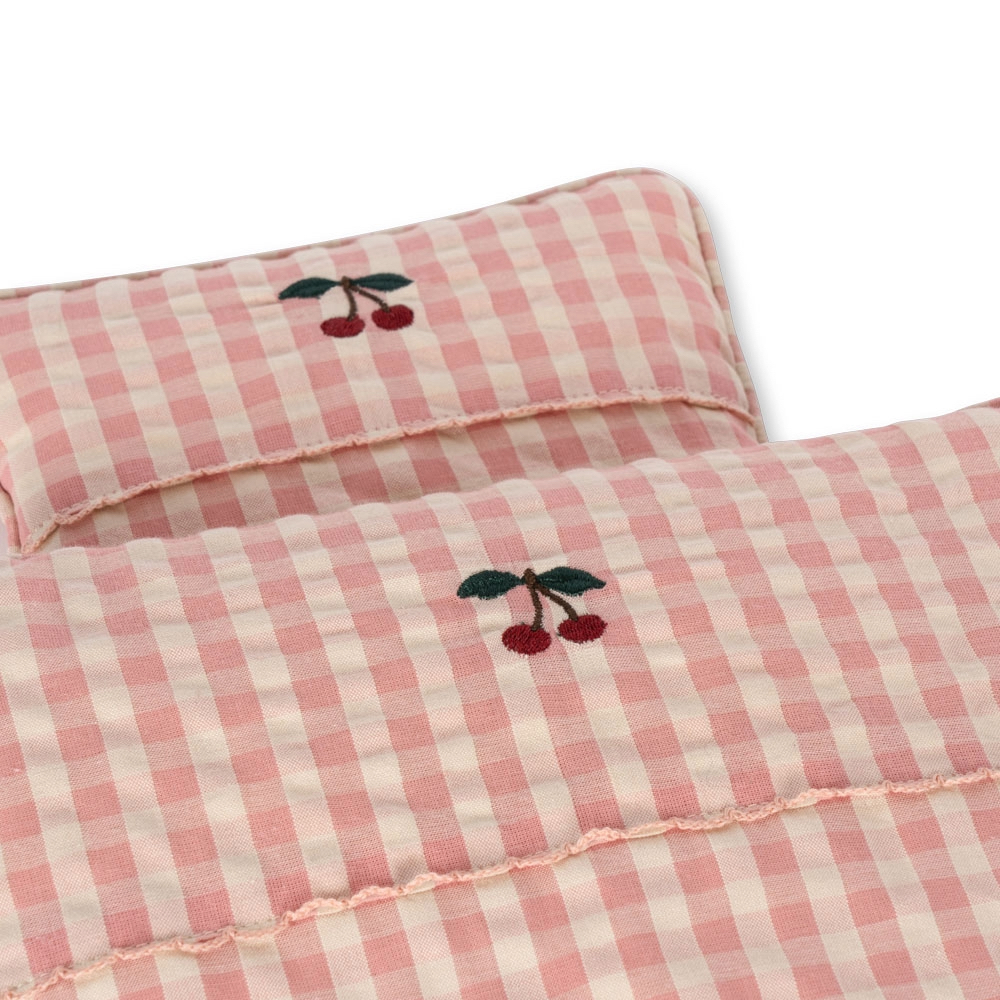 Poppen beddengoed powder pink check - Konges Slojd